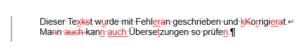 Ein mit "Änderungen nachverfolgen" korrigierter Text.