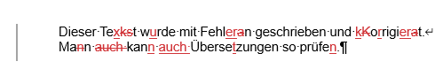 Ein mit "Änderungen nachverfolgen" korrigierter Text.